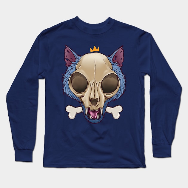 Cat Skull Long Sleeve T-Shirt by eimmonsta